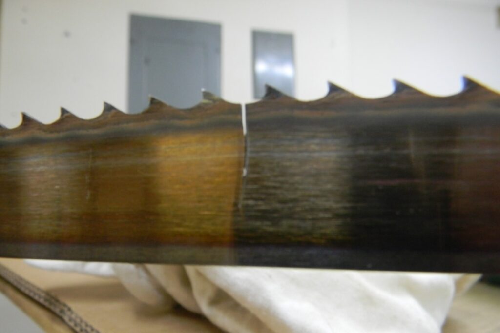 tig weld cracked band saw blade